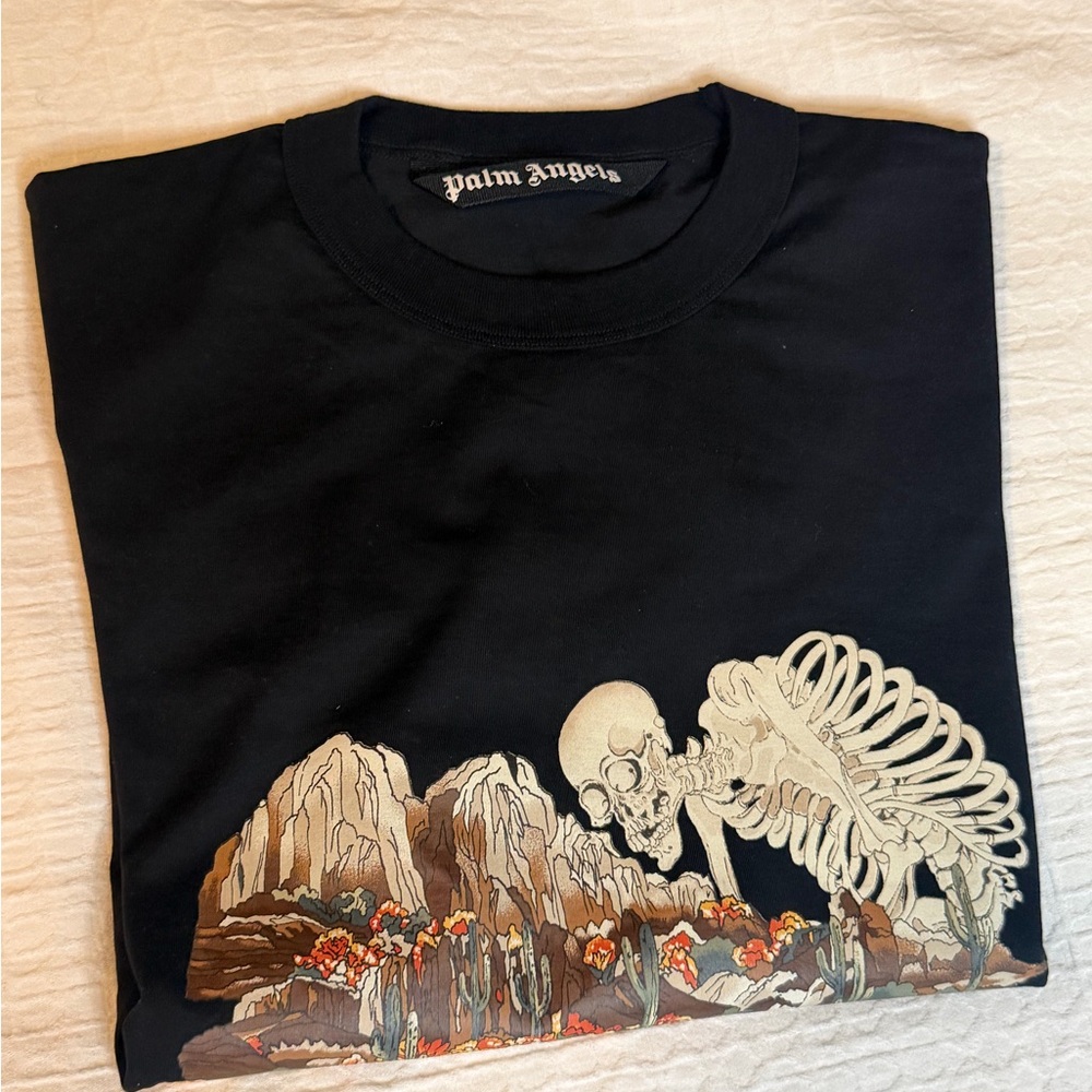 Palm Angels Black along Sleeve Tee
